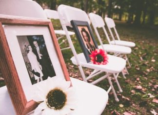 How Memorial Art Honors Loved Ones and Supports the Healing Journey brown wooden photo frame on white folding chairs