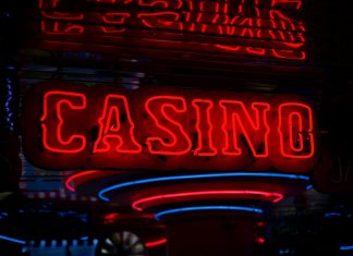 red Casino neon sign turned on
