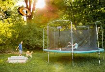 Air Time Adventures for Kids (and Grown-Ups Too) two children playing on a trampoline in a yard