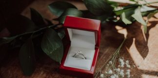 silver-colored ring in red box