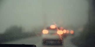 vehicle glass with water droplets