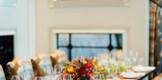white ceramic plates on brown wooden table