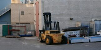 a forklift in a warehouse