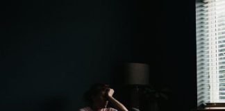 a person sitting on a couch