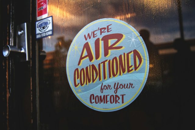 Photo by Tim Mossholder we're air conditioned for your comfort sticker
