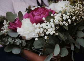How to Personalize a Get Well Flower Bouquet a bouquet of white and pink flowers and greenery