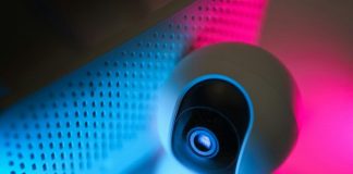 A close up of a camera on a table