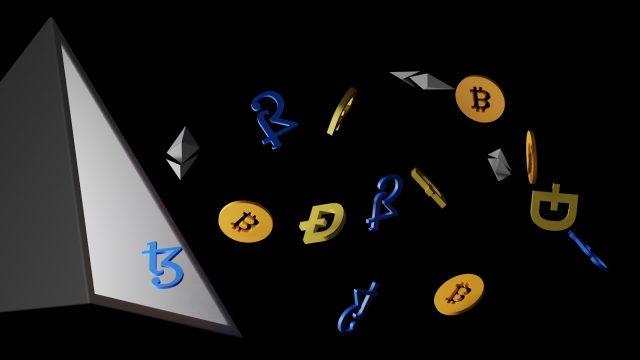 Photo by Shubham Dhage a pyramid with some bitcoins coming out of it