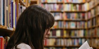 woman reading book