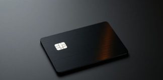 A sleek black credit card gleaming under soft lights, representing the pinnacle of luxury and exclusive perks.