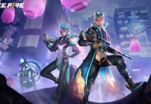 Characters holding weapons in a cyberpunk setting to illustrate free fire sensitivity settings needed to boost aim and performance