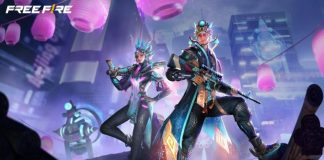 Characters holding weapons in a cyberpunk setting to illustrate free fire sensitivity settings needed to boost aim and performance