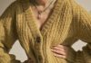 woman in yellow knit cardigan