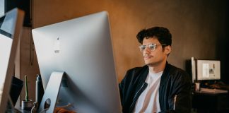 a man sitting at a desk