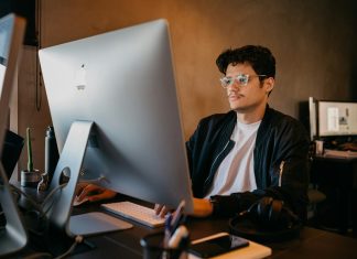 a man sitting at a desk