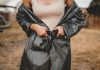woman in black leather jacket