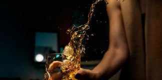 clear shot glass with water