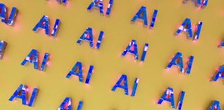 the letters are made up of different colors