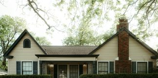 a house with a brick chimney