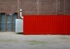 red and gray metal wall